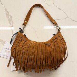 Italian Suede Fringe Hobo Bag by Marlon